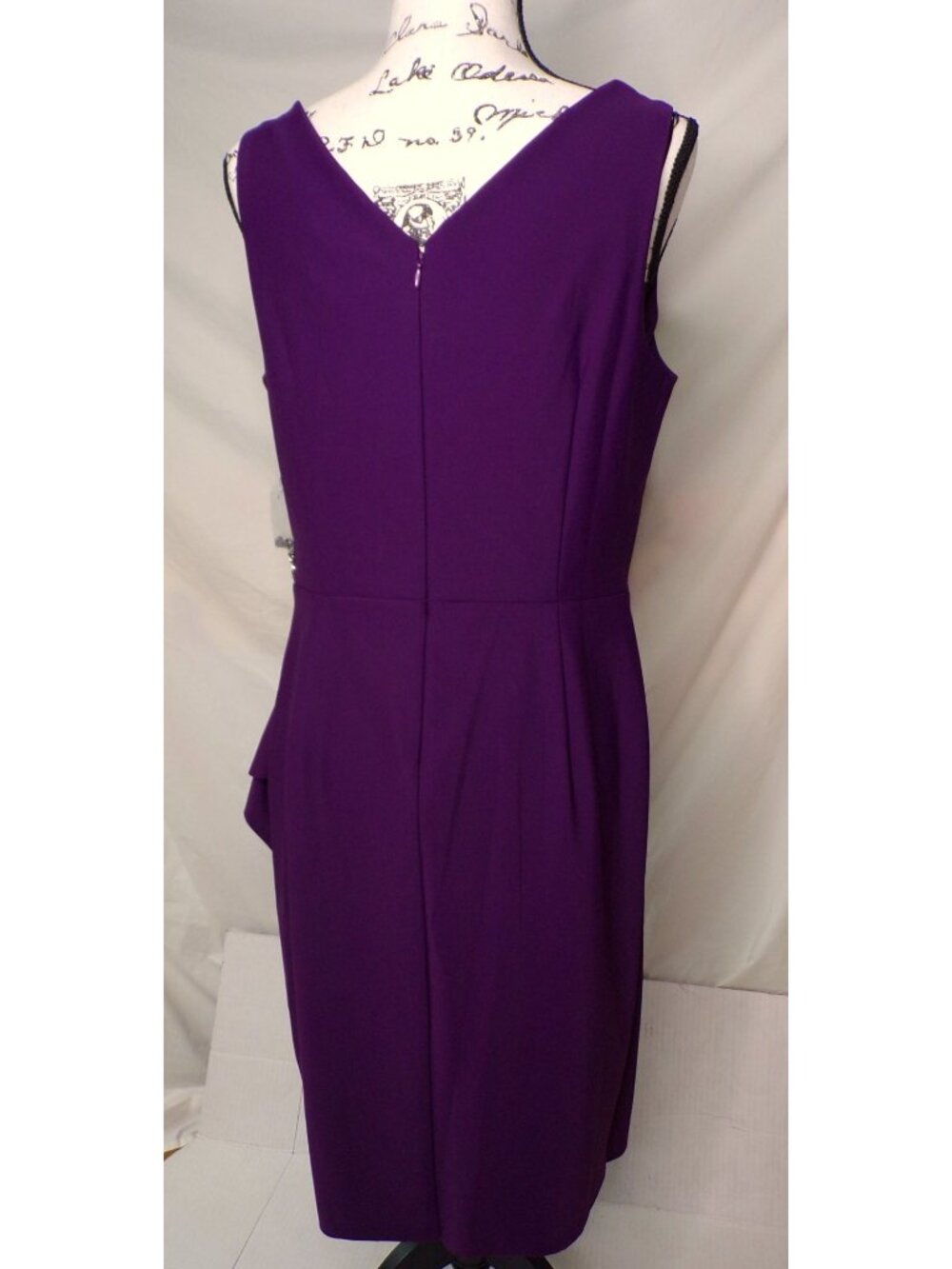 🆕ALEX EVENINGS Side Ruched Embellished Cocktail Dress Purple 14 - Picture 6 of 11